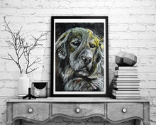 Load image into Gallery viewer, Golden retriever print, charcoal Golden retriever drawing,dog gift, giclee print,dog portrait, golden retriever dog print - Dog portraits by Oscar Jetson