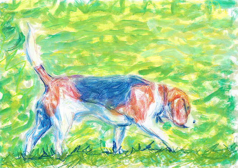 Beagle art print, Dog Painting, Beagle gift idea, Beagle lover, dog wall art Print watercolor and pastel beagle home decor, beagle art print - Dog portraits by Oscar Jetson
