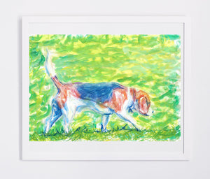 Beagle art print, Dog Painting, Beagle gift idea, Beagle lover, dog wall art Print watercolor and pastel beagle home decor, beagle art print - Dog portraits by Oscar Jetson