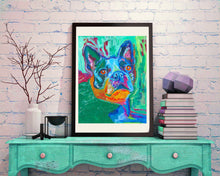 Load image into Gallery viewer, Boston terrier painting,boston bull terrier gift,boston bull, american gentleman gift,boxwood,boston bull abstract, boston bull art print - Dog portraits by Oscar Jetson