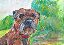 Load image into Gallery viewer, Border Terrier Dog Painting earth and woodland tones,Border terrier Print , acrylic painting print,Border terrier gift,Dog art print - Dog portraits by Oscar Jetson