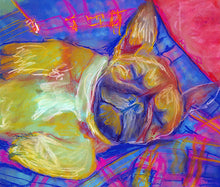 Load image into Gallery viewer, French Bulldog Dog Painting colorful, French Bulldog Print , watercolor art Frenchie Dog french bulldog gift, french bulldog art print - Dog portraits by Oscar Jetson