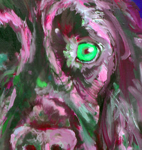 Cocker spaniel dog Painting Pink and Green working cocker fine art print - Dog portraits by Oscar Jetson