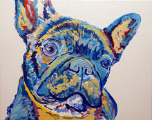 Load image into Gallery viewer, French Bulldog Dog Painting Blue, French Bulldog Print ,acrylic wall art Frenchie Dog Art french bulldog gift idea frenchy art print - Dog portraits by Oscar Jetson