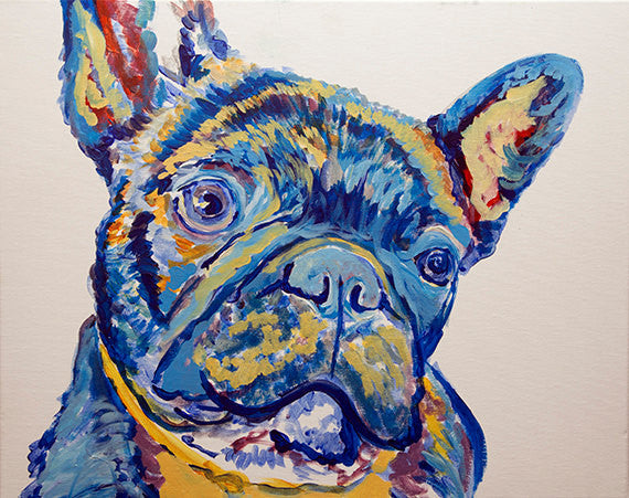 French Bulldog Dog Painting Blue, French Bulldog Print ,acrylic wall art Frenchie Dog Art french bulldog gift idea frenchy art print - Dog portraits by Oscar Jetson